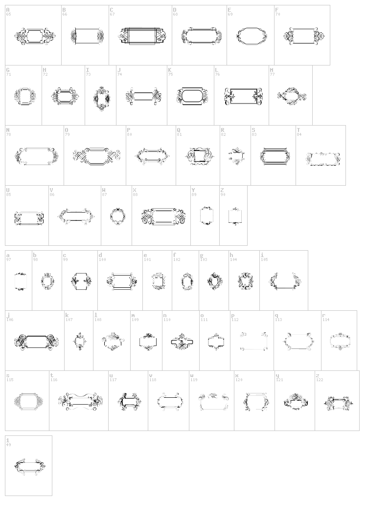 Calligraphic Frames Soft font map